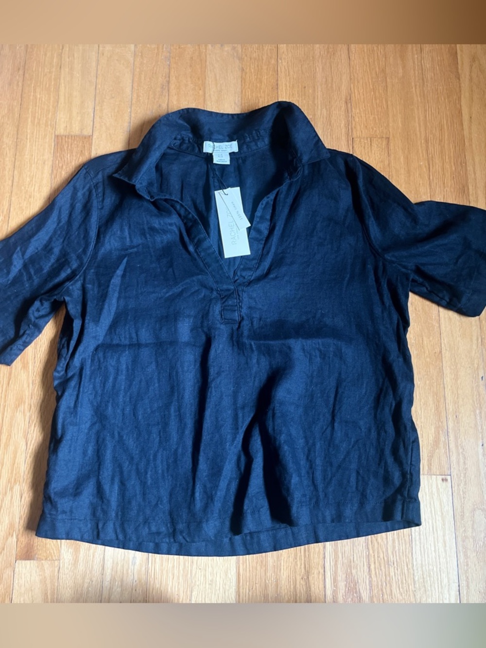 Linen Johnny Collar Black Size M